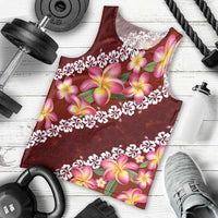 Oxblood Polynesia Men Tank Top Plumeria With Hibiscus Pattern Tropical Vibes LT14 - Polynesian Pride