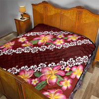 Oxblood Polynesia Quilt Plumeria With Hibiscus Pattern Tropical Vibes