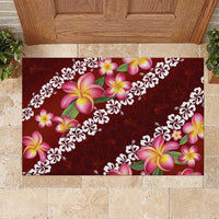 Oxblood Polynesia Rubber Doormat Plumeria With Hibiscus Pattern Tropical Vibes LT14 Oxblood - Polynesian Pride