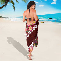 Oxblood Polynesia Sarong Plumeria With Hibiscus Pattern Tropical Vibes