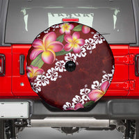 Oxblood Polynesia Spare Tire Cover Plumeria With Hibiscus Pattern Tropical Vibes LT14 - Polynesian Pride
