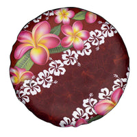 Oxblood Polynesia Spare Tire Cover Plumeria With Hibiscus Pattern Tropical Vibes LT14 - Polynesian Pride