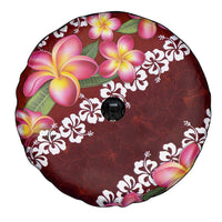 Oxblood Polynesia Spare Tire Cover Plumeria With Hibiscus Pattern Tropical Vibes LT14 - Polynesian Pride