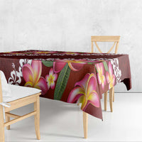 Oxblood Polynesia Tablecloth Plumeria With Hibiscus Pattern Tropical Vibes LT14 - Polynesian Pride