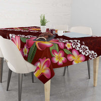 Oxblood Polynesia Tablecloth Plumeria With Hibiscus Pattern Tropical Vibes LT14 - Polynesian Pride