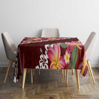 Oxblood Polynesia Tablecloth Plumeria With Hibiscus Pattern Tropical Vibes LT14 - Polynesian Pride