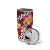 Oxblood Polynesia Tumbler Cup Plumeria With Hibiscus Pattern Tropical Vibes LT14 - Polynesian Pride