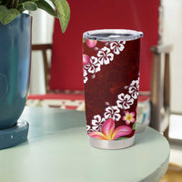 Oxblood Polynesia Tumbler Cup Plumeria With Hibiscus Pattern Tropical Vibes LT14 - Polynesian Pride