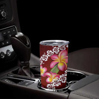 Oxblood Polynesia Tumbler Cup Plumeria With Hibiscus Pattern Tropical Vibes LT14 - Polynesian Pride