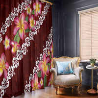 Oxblood Polynesia Window Curtain Plumeria With Hibiscus Pattern Tropical Vibes LT14 - Polynesian Pride