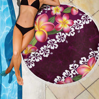 Pink Polynesia Beach Blanket Plumeria With Hibiscus Pattern Tropical Vibes LT14 - Polynesian Pride