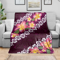 Pink Polynesia Blanket Plumeria With Hibiscus Pattern Tropical Vibes LT14 - Polynesian Pride