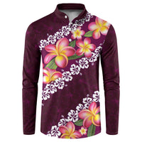 Pink Polynesia Button Sweatshirt Plumeria With Hibiscus Pattern Tropical Vibes LT14 Pink - Polynesian Pride