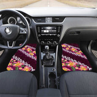 Pink Polynesia Car Mats Plumeria With Hibiscus Pattern Tropical Vibes LT14 Set 2pcs - Front Pink - Polynesian Pride