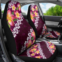 Pink Polynesia Car Seat Cover Plumeria With Hibiscus Pattern Tropical Vibes