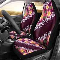 Pink Polynesia Car Seat Cover Plumeria With Hibiscus Pattern Tropical Vibes
