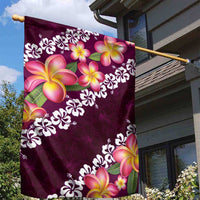 Pink Polynesia Garden Flag Plumeria With Hibiscus Pattern Tropical Vibes LT14 - Polynesian Pride
