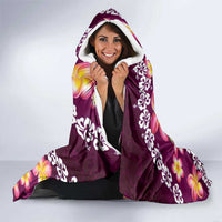 Pink Polynesia Hooded Blanket Plumeria With Hibiscus Pattern Tropical Vibes LT14 - Polynesian Pride