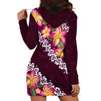 Pink Polynesia Hoodie Dress Plumeria With Hibiscus Pattern Tropical Vibes LT14 - Polynesian Pride