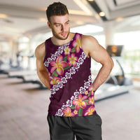 Pink Polynesia Men Tank Top Plumeria With Hibiscus Pattern Tropical Vibes LT14 Pink - Polynesian Pride