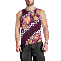 Pink Polynesia Men Tank Top Plumeria With Hibiscus Pattern Tropical Vibes LT14 - Polynesian Pride