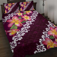 Pink Polynesia Quilt Bed Set Plumeria With Hibiscus Pattern Tropical Vibes LT14 Pink - Polynesian Pride