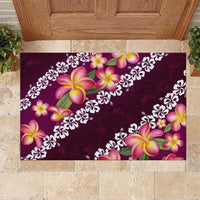 Pink Polynesia Rubber Doormat Plumeria With Hibiscus Pattern Tropical Vibes LT14 Pink - Polynesian Pride