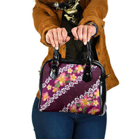 Pink Polynesia Shoulder Handbag Plumeria With Hibiscus Pattern Tropical Vibes LT14 One Size Pink - Polynesian Pride