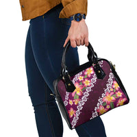 Pink Polynesia Shoulder Handbag Plumeria With Hibiscus Pattern Tropical Vibes LT14 - Polynesian Pride