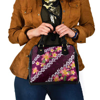 Pink Polynesia Shoulder Handbag Plumeria With Hibiscus Pattern Tropical Vibes LT14 - Polynesian Pride