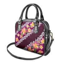 Pink Polynesia Shoulder Handbag Plumeria With Hibiscus Pattern Tropical Vibes LT14 - Polynesian Pride