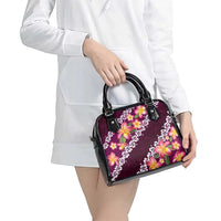 Pink Polynesia Shoulder Handbag Plumeria With Hibiscus Pattern Tropical Vibes LT14 - Polynesian Pride