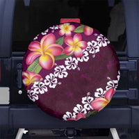 Pink Polynesia Spare Tire Cover Plumeria With Hibiscus Pattern Tropical Vibes LT14 - Polynesian Pride