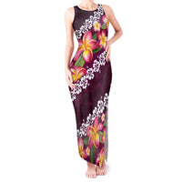Pink Polynesia Tank Maxi Dress Plumeria With Hibiscus Pattern Tropical Vibes LT14 Women Pink - Polynesian Pride