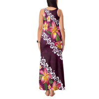 Pink Polynesia Tank Maxi Dress Plumeria With Hibiscus Pattern Tropical Vibes LT14 - Polynesian Pride