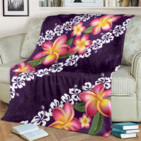 Purple Polynesia Blanket Plumeria With Hibiscus Pattern Tropical Vibes LT14 - Polynesian Pride