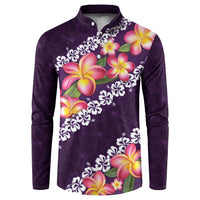 Purple Polynesia Button Sweatshirt Plumeria With Hibiscus Pattern Tropical Vibes LT14 Purple - Polynesian Pride