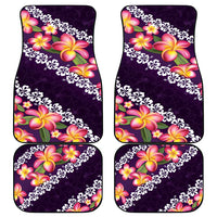 Purple Polynesia Car Mats Plumeria With Hibiscus Pattern Tropical Vibes LT14 - Polynesian Pride
