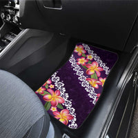 Purple Polynesia Car Mats Plumeria With Hibiscus Pattern Tropical Vibes LT14 - Polynesian Pride