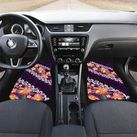 Purple Polynesia Car Mats Plumeria With Hibiscus Pattern Tropical Vibes LT14 Set 2pcs - Front Purple - Polynesian Pride