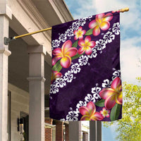 Purple Polynesia Garden Flag Plumeria With Hibiscus Pattern Tropical Vibes LT14 House Flag Purple - Polynesian Pride