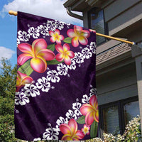 Purple Polynesia Garden Flag Plumeria With Hibiscus Pattern Tropical Vibes LT14 - Polynesian Pride