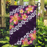Purple Polynesia Garden Flag Plumeria With Hibiscus Pattern Tropical Vibes LT14 Garden Flag Purple - Polynesian Pride