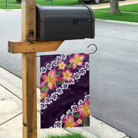Purple Polynesia Garden Flag Plumeria With Hibiscus Pattern Tropical Vibes LT14 - Polynesian Pride