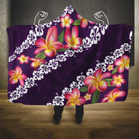 Purple Polynesia Hooded Blanket Plumeria With Hibiscus Pattern Tropical Vibes LT14 - Polynesian Pride