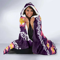 Purple Polynesia Hooded Blanket Plumeria With Hibiscus Pattern Tropical Vibes LT14 - Polynesian Pride