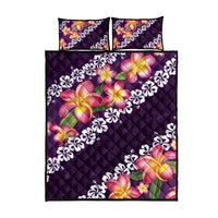 Purple Polynesia Quilt Bed Set Plumeria With Hibiscus Pattern Tropical Vibes LT14 - Polynesian Pride