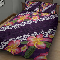 Purple Polynesia Quilt Bed Set Plumeria With Hibiscus Pattern Tropical Vibes LT14 - Polynesian Pride