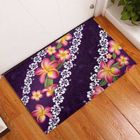 Purple Polynesia Rubber Doormat Plumeria With Hibiscus Pattern Tropical Vibes LT14 - Polynesian Pride