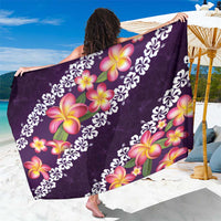 Purple Polynesia Sarong Plumeria With Hibiscus Pattern Tropical Vibes
